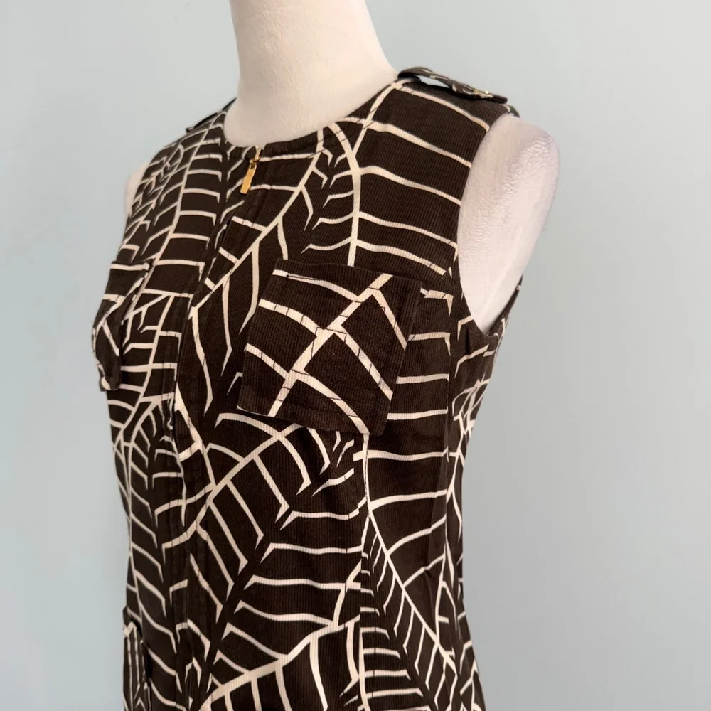 Tory Burch‎ Sleeveless Front Zipper Brown Cotton Dress Size 4